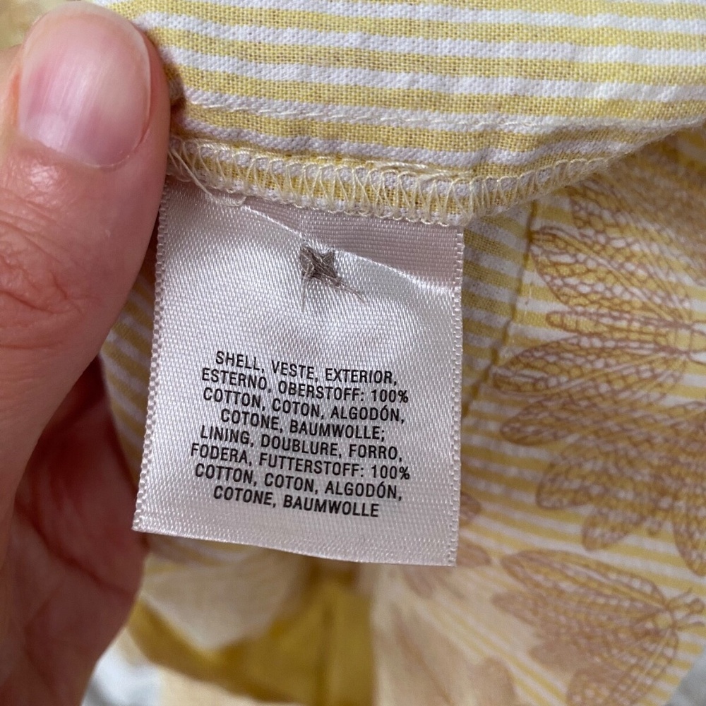 Maeve Anthropologie Yellow Seersucker Cotton Button-Front Dragonfly Dress Sz 00P - Picture 8 of 9